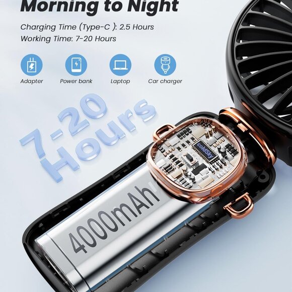 Portable Handheld Fan 4000mAh Battery - Picture 6 of 8